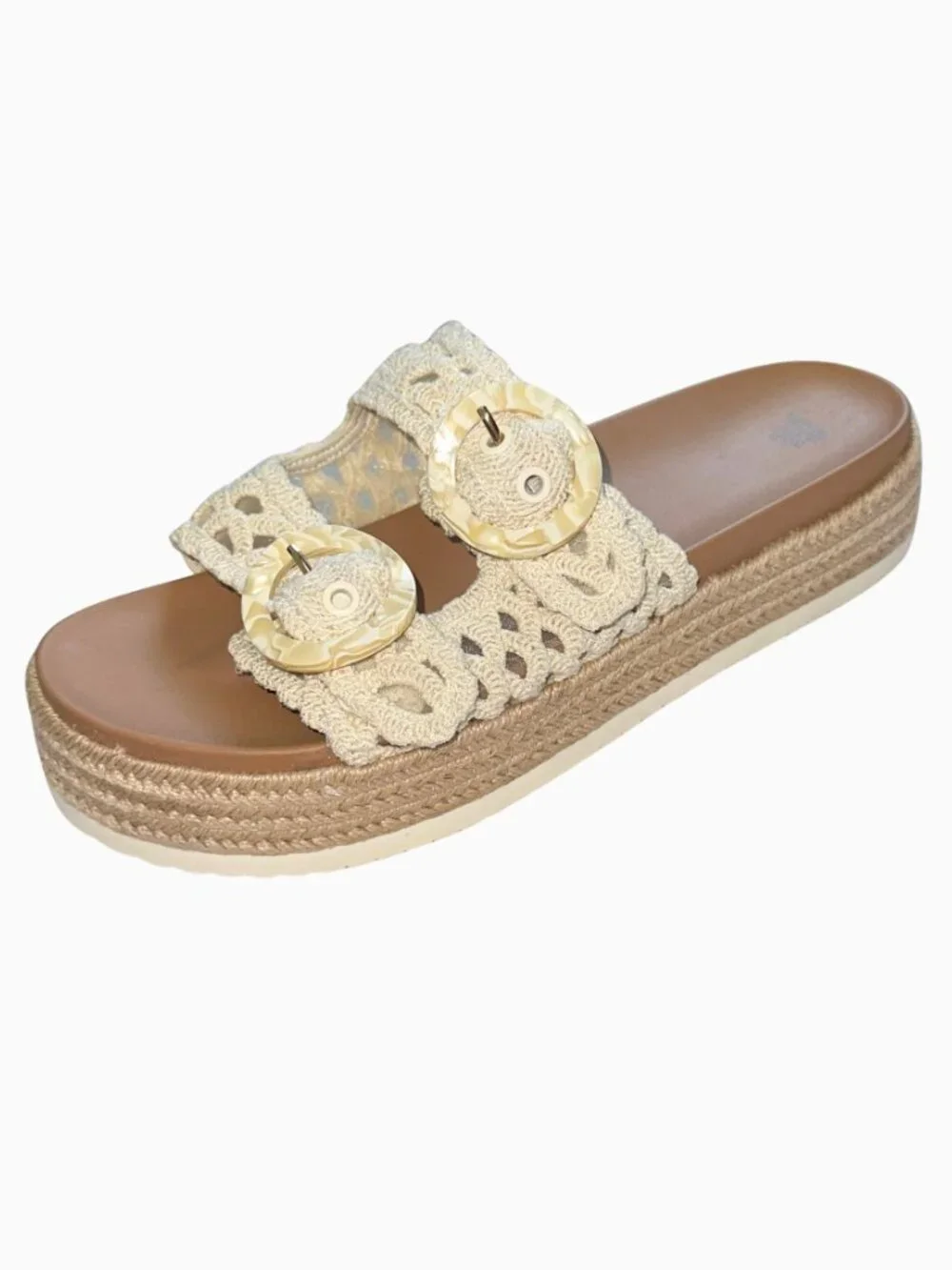 NWT Wild Fable Crochet Rope Wrapped Platform Sandal Marbled Buckle 12